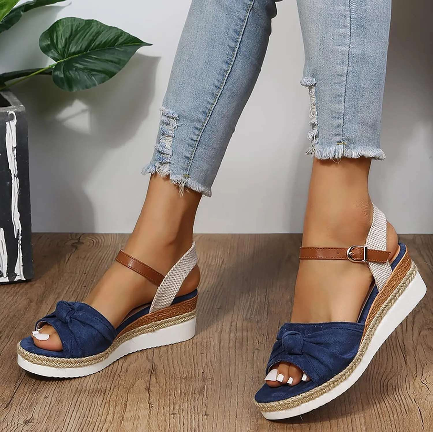 Orthopedic Wedge Sandals Women Summer Dressy Ankle Strap Flat Sandals Casual Strappy Low Wedges Slip on Zipper Beach Sandals