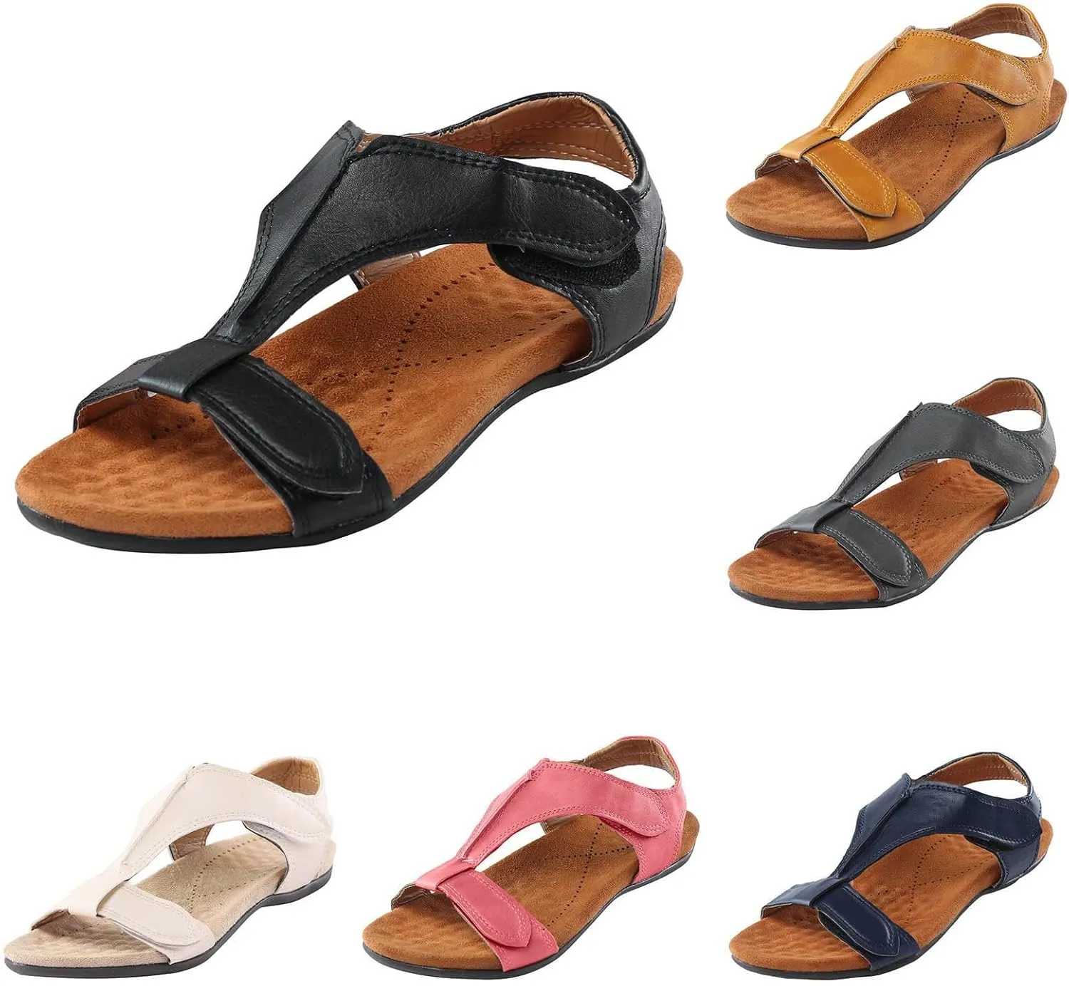 Orthowalkway Women's Comfy Orthotic Sandals, Women's Comfortable Walking Shoes Orthopedic Sandals with Arch Support