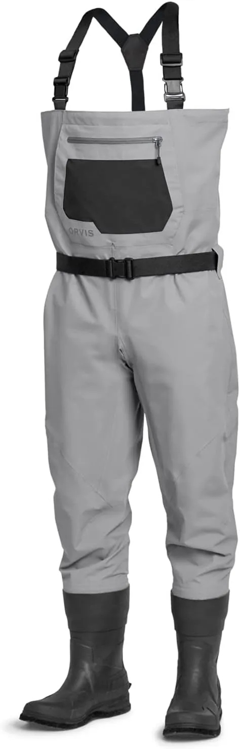 Orvis Clearwater Bootfoot Fly Fishing Waders - Modern Fit Chest Waders with Vulcanized Neoprene Felt Sole Wading Boots, Stone - X-Large / 13