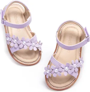 Otter MOMO Girls Open Toe Princess Flat Sandals with Comfort Sole Summer Sandals