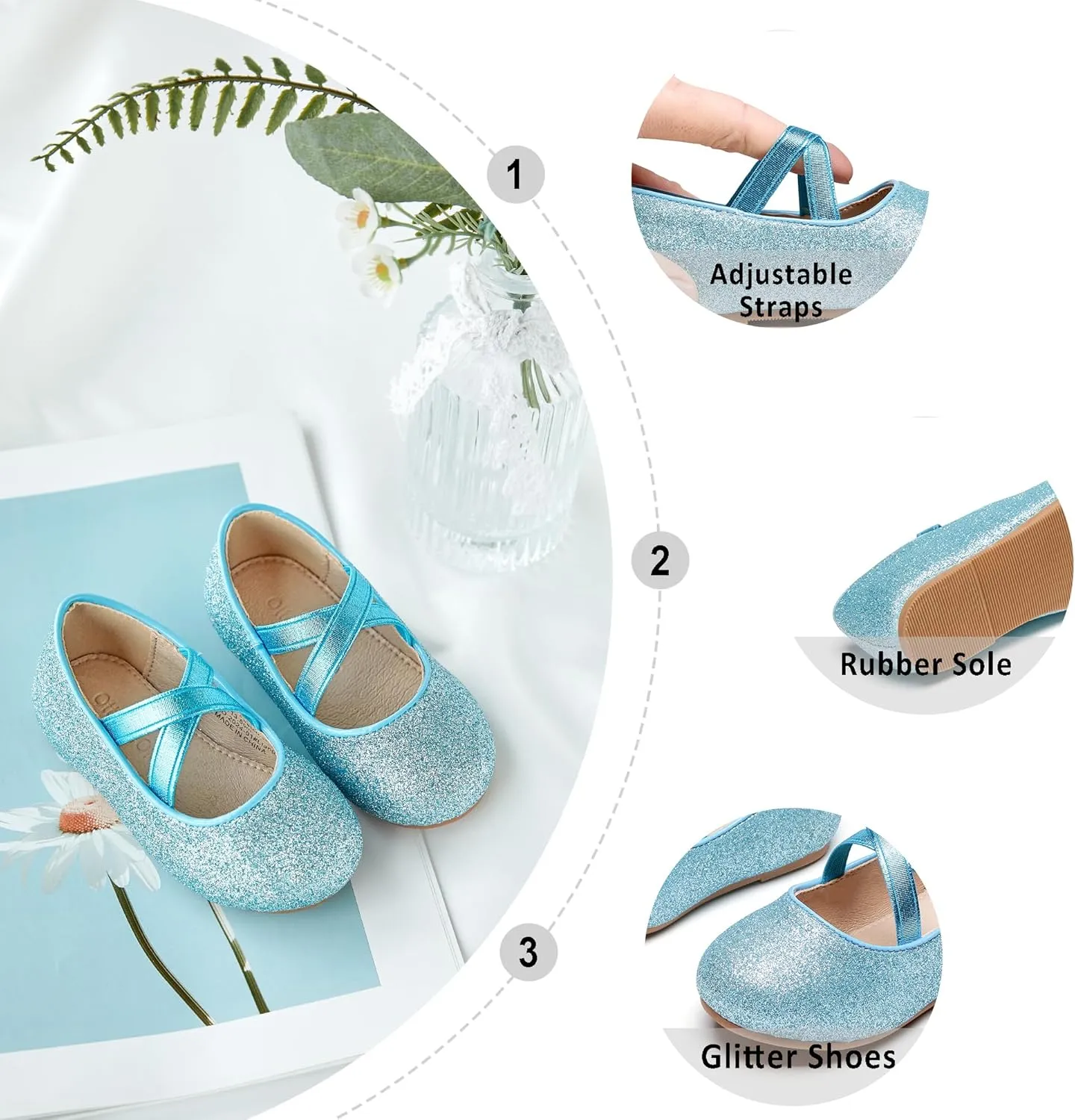 Otter MOMO Toddler Little Girls Party Dress Princess Shoes Slip On Mary Jane Ballerina Flats Shoes