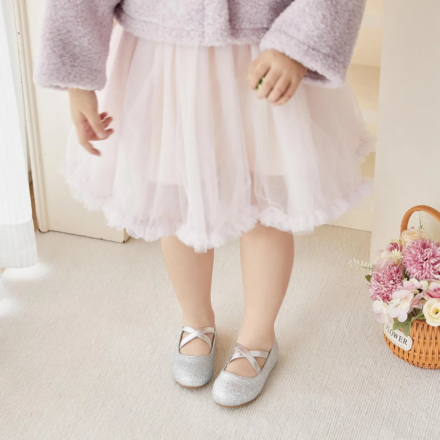 Otter MOMO Toddler Little Girls Party Dress Princess Shoes Slip On Mary Jane Ballerina Flats Shoes