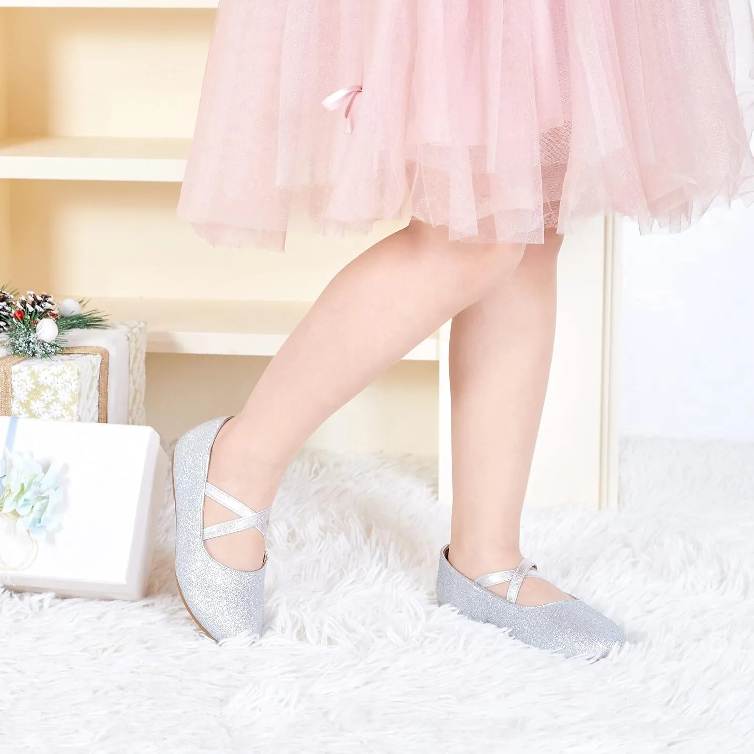 Otter MOMO Toddler Little Girls Party Dress Princess Shoes Slip On Mary Jane Ballerina Flats Shoes