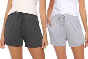 Pajama Shorts for Women Cotton Soft Sleep Shorts Casual Elastic Waist Pj Bottoms with Drawstring & Pockets