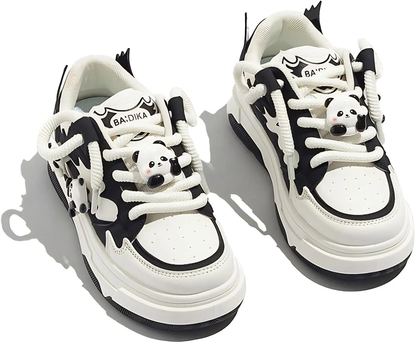 Panda Shoes Walking Sneakers for Women Y2K Platform Soft Comfortable Cute Panda Decor Black White US4-8