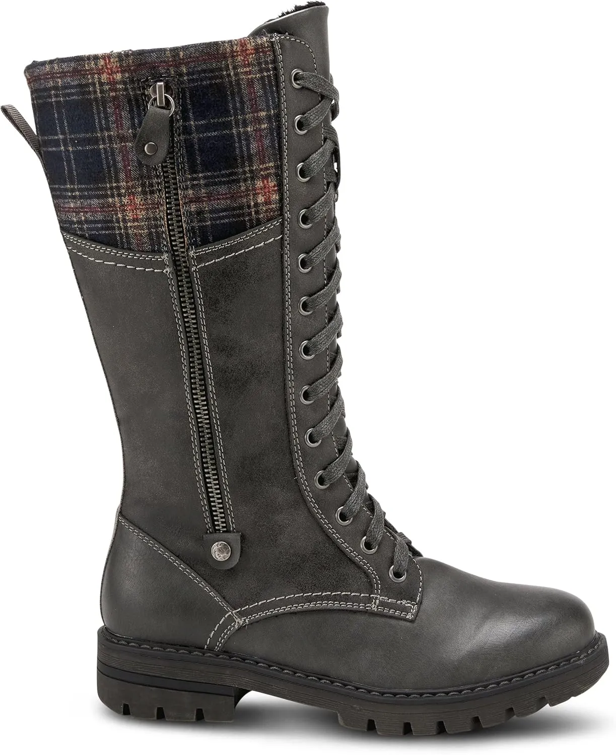 PATRIZIA Spring Step Chickeze Tall Boots for Women - Pull-On Ladies Boots with Lace-up, Zipper Closure - Womens Boots for Outdoor