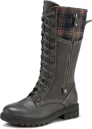 PATRIZIA Spring Step Chickeze Tall Boots for Women - Pull-On Ladies Boots with Lace-up, Zipper Closure - Womens Boots for Outdoor