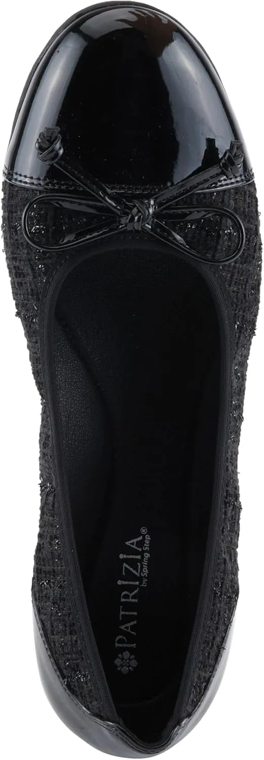 PATRIZIA Women's Ashlin Ballet Flats with Patent Finish, Plaid Velvet, and Feminine Bow