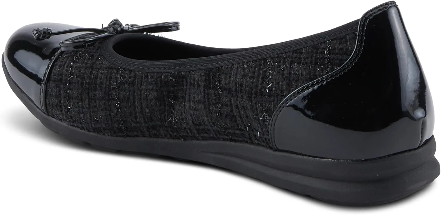 PATRIZIA Women's Ashlin Ballet Flats with Patent Finish, Plaid Velvet, and Feminine Bow