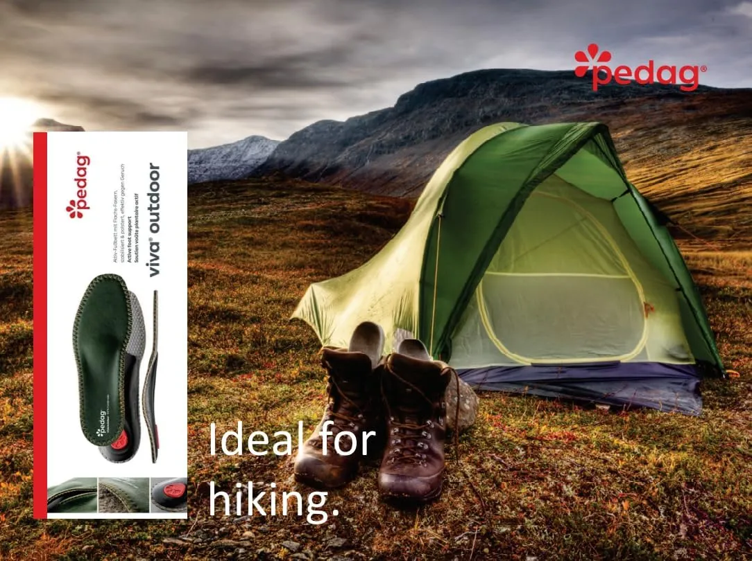 pedag Viva Outdoor | Made in Germany | Hiking Arch Support, Metatarsal Pad & Heel Cushion | Breathable Vegan Leather Insoles | Semi-Rigid | Prevents Foot Odor & Relieves Tired Feet. Size US M10/EU43