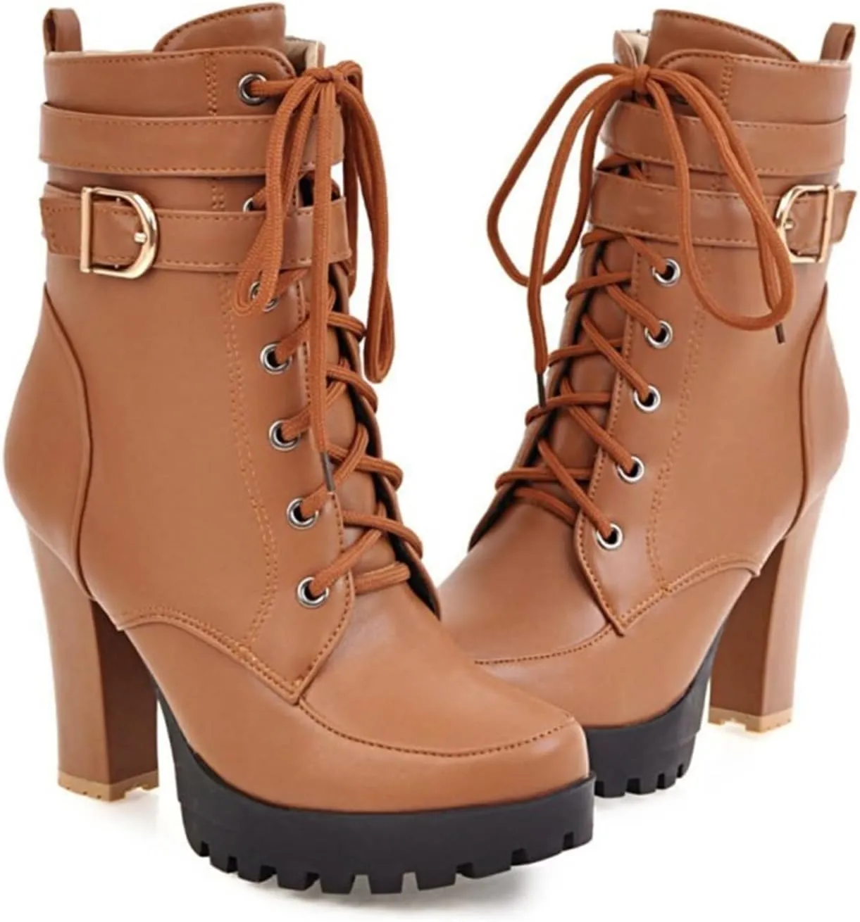 Platform Boots For Women Black Chunky Boot Goth Ankle Booties Bead Lace Lolita Dress Shoes With Zipper