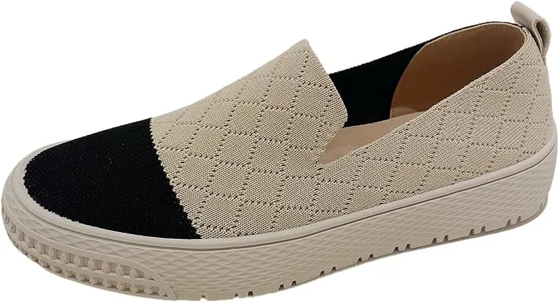 Platform Slip on Sneakers for Womens Slip On Sneakers Casual Knit Womens Walking Sneakers Platform Fashion Sneaker