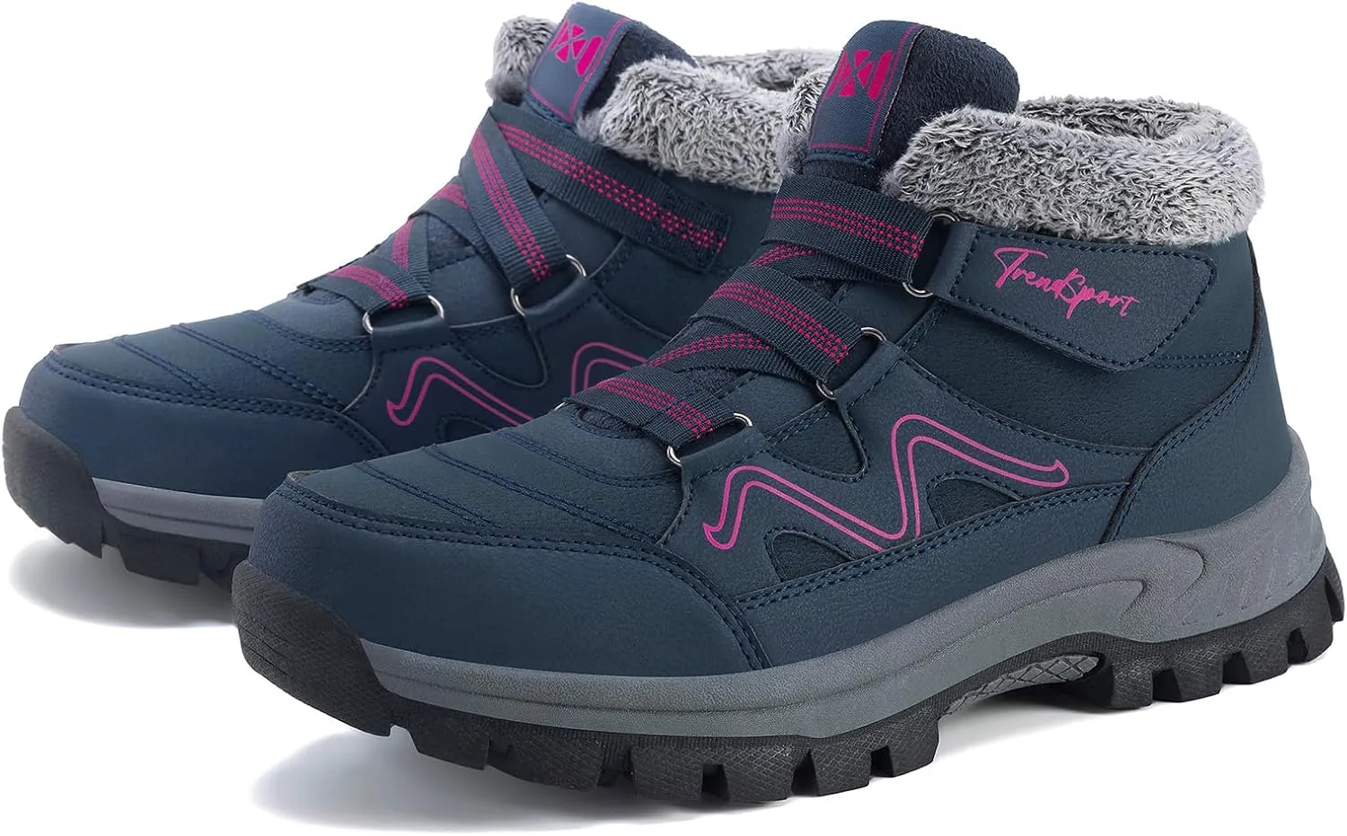 Qiucdzi Womens Winter Snow Boots Warm Fur Lined Anti-Slip Outdoor Ankle Booties Walking Shoes Non-Slip Trekking Shoes