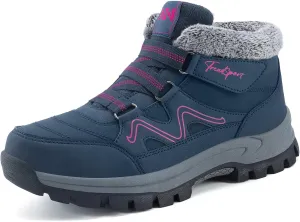 Qiucdzi Womens Winter Snow Boots Warm Fur Lined Anti-Slip Outdoor Ankle Booties Walking Shoes Non-Slip Trekking Shoes