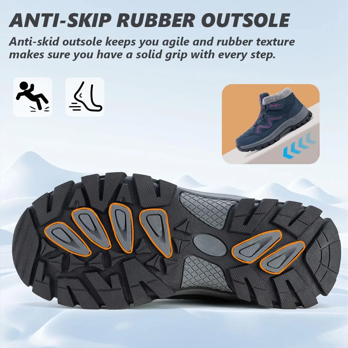 Qiucdzi Womens Winter Snow Boots Warm Fur Lined Anti-Slip Outdoor Ankle Booties Walking Shoes Non-Slip Trekking Shoes
