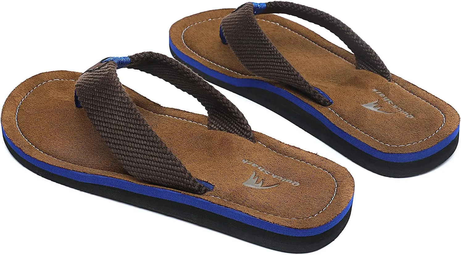 Quickshark Mens Flip Flops Leather Thong Sandals Arch Support Beach Slippers