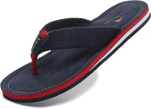 Quickshark Mens Flip Flops Leather Thong Sandals Arch Support Beach Slippers