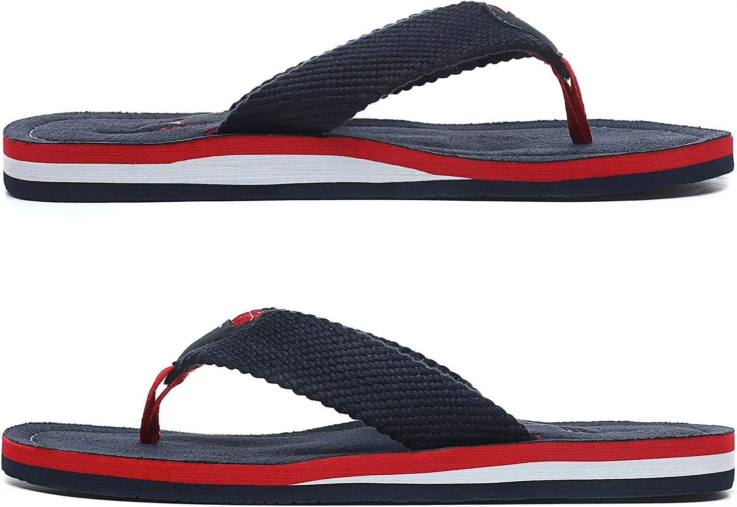 Quickshark Mens Flip Flops Leather Thong Sandals Arch Support Beach Slippers