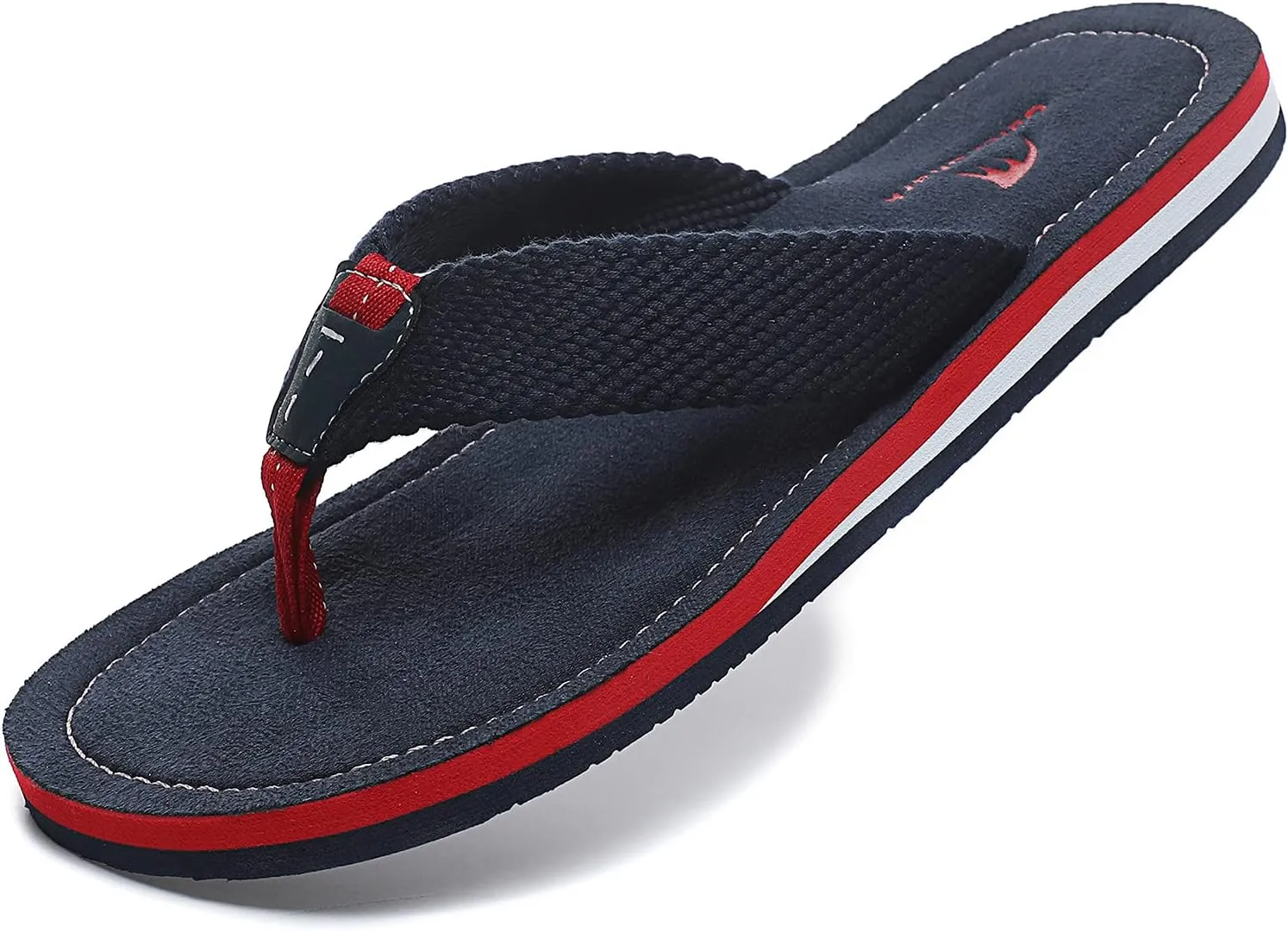 Quickshark Mens Flip Flops Leather Thong Sandals Arch Support Beach Slippers