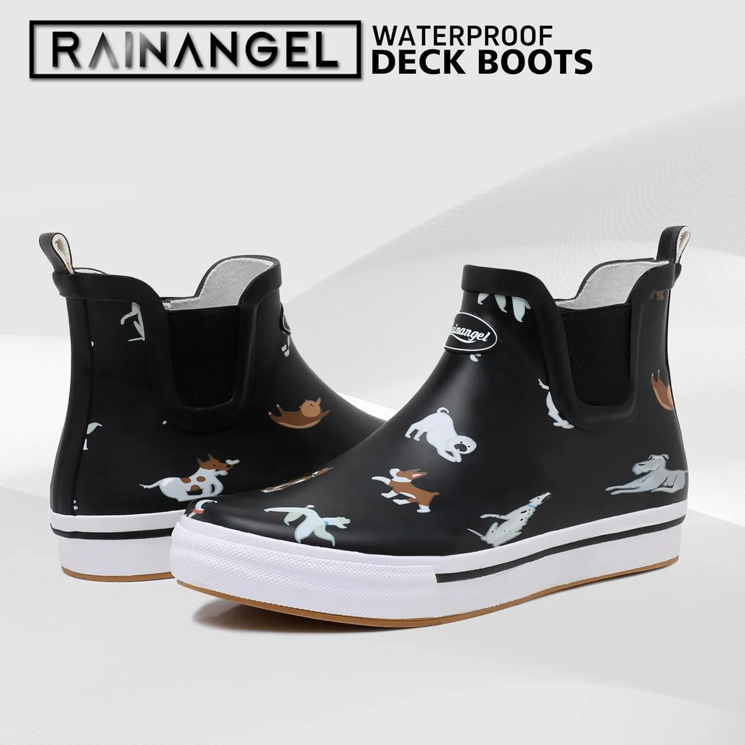 Rain Boots for Women and Men,Unisex Ankle Rain Shoes Anti-Slipping Rainboots with Comfortable Lightweight Garden Rubber Rain Boot and Outdoor Work Shoes,Waterproof Fishing Deck Boots