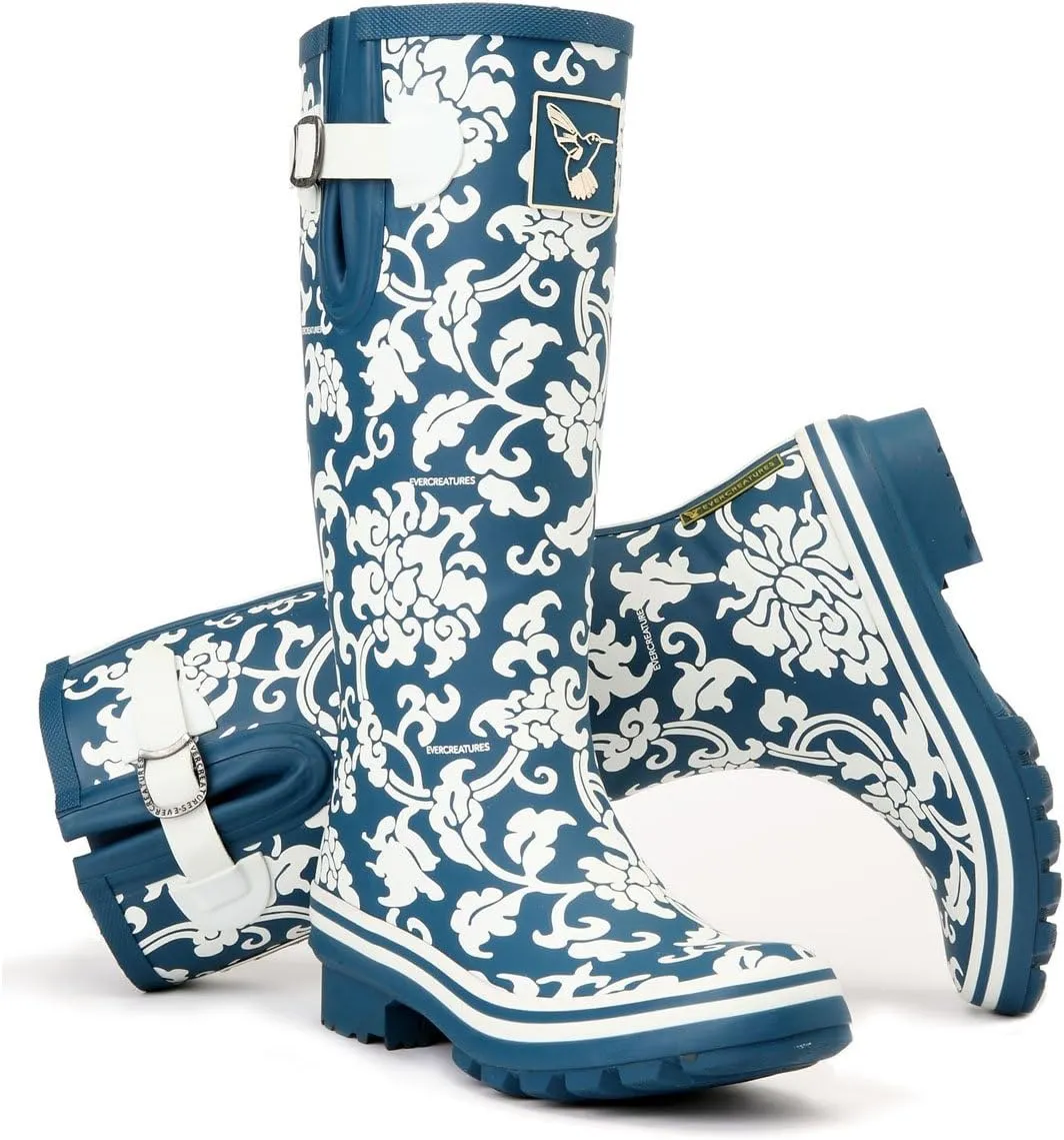 Rain Boots For Women Waterproof Boots Garden Shoes Outdoor Use with Comfortable Insole Knee High Rubber Rain Boot Gumboots Rain Footwear Wellies