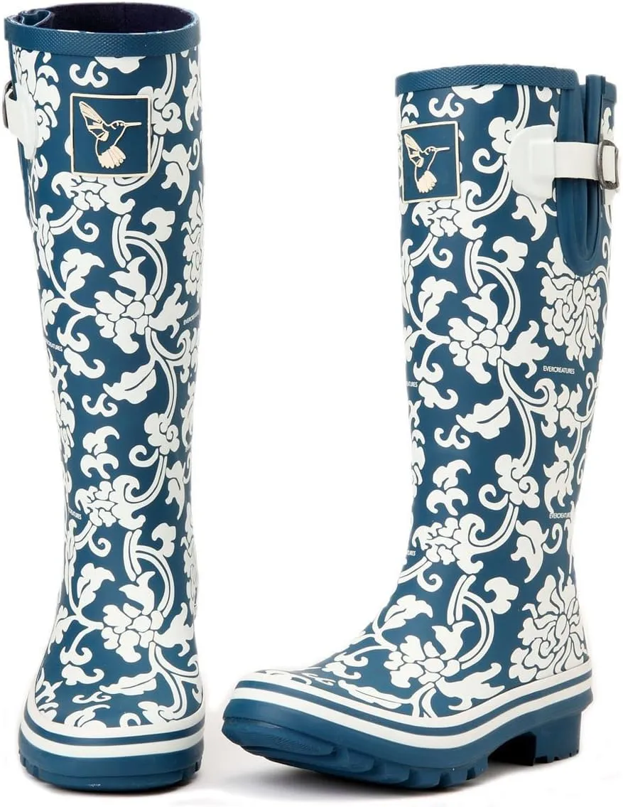 Rain Boots For Women Waterproof Boots Garden Shoes Outdoor Use with Comfortable Insole Knee High Rubber Rain Boot Gumboots Rain Footwear Wellies
