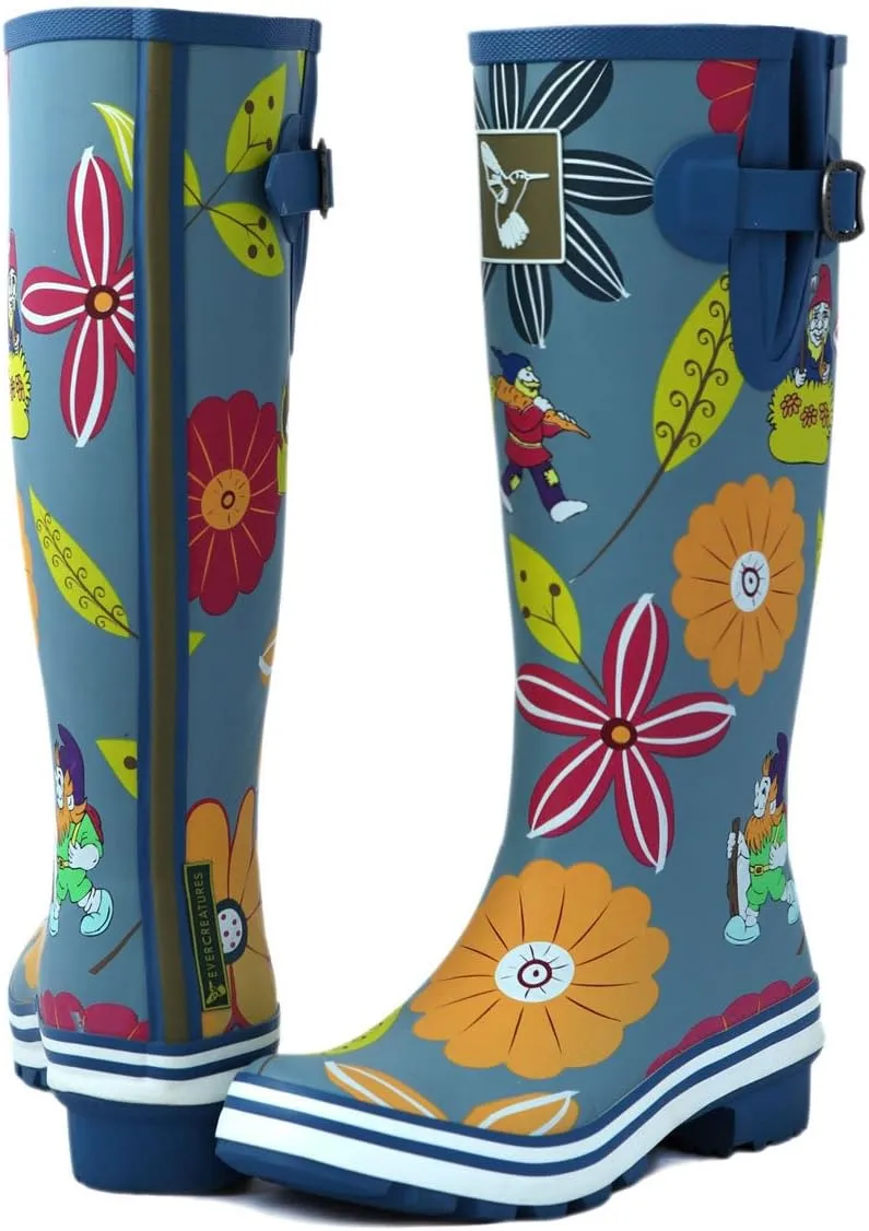 Rain Boots For Women Waterproof Boots Garden Shoes Outdoor Use with Comfortable Insole Knee High Rubber Rain Boot Gumboots Rain Footwear Wellies