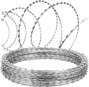 Razor Wire, Galvanized Barbed Wire, Barbed Clip Rope, Razor Wire Fence for Guardrail Home Garden Blade Wire Fence(329FT/100m)