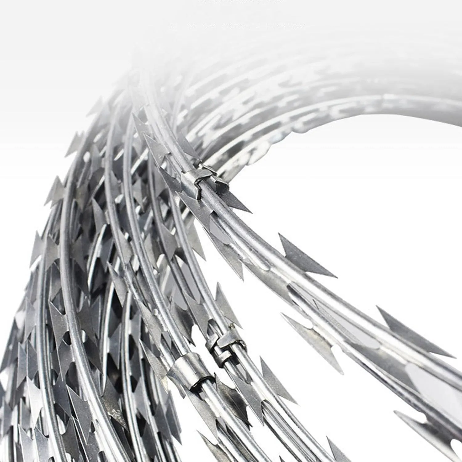 Razor Wire, Galvanized Barbed Wire, Barbed Clip Rope, Razor Wire Fence for Guardrail Home Garden Blade Wire Fence(329FT/100m)