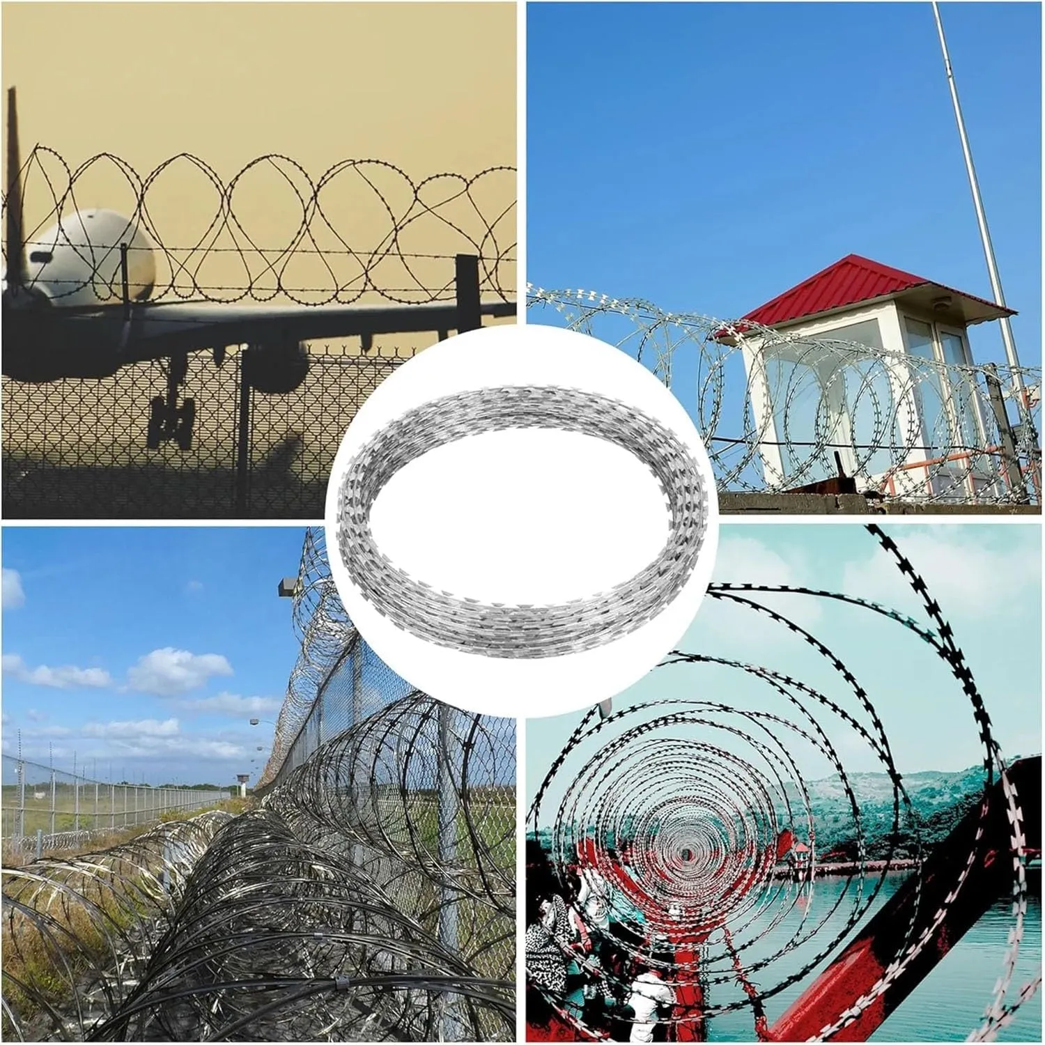 Razor Wire, Galvanized Barbed Wire, Barbed Clip Rope, Razor Wire Fence for Guardrail Home Garden Blade Wire Fence(329FT/100m)