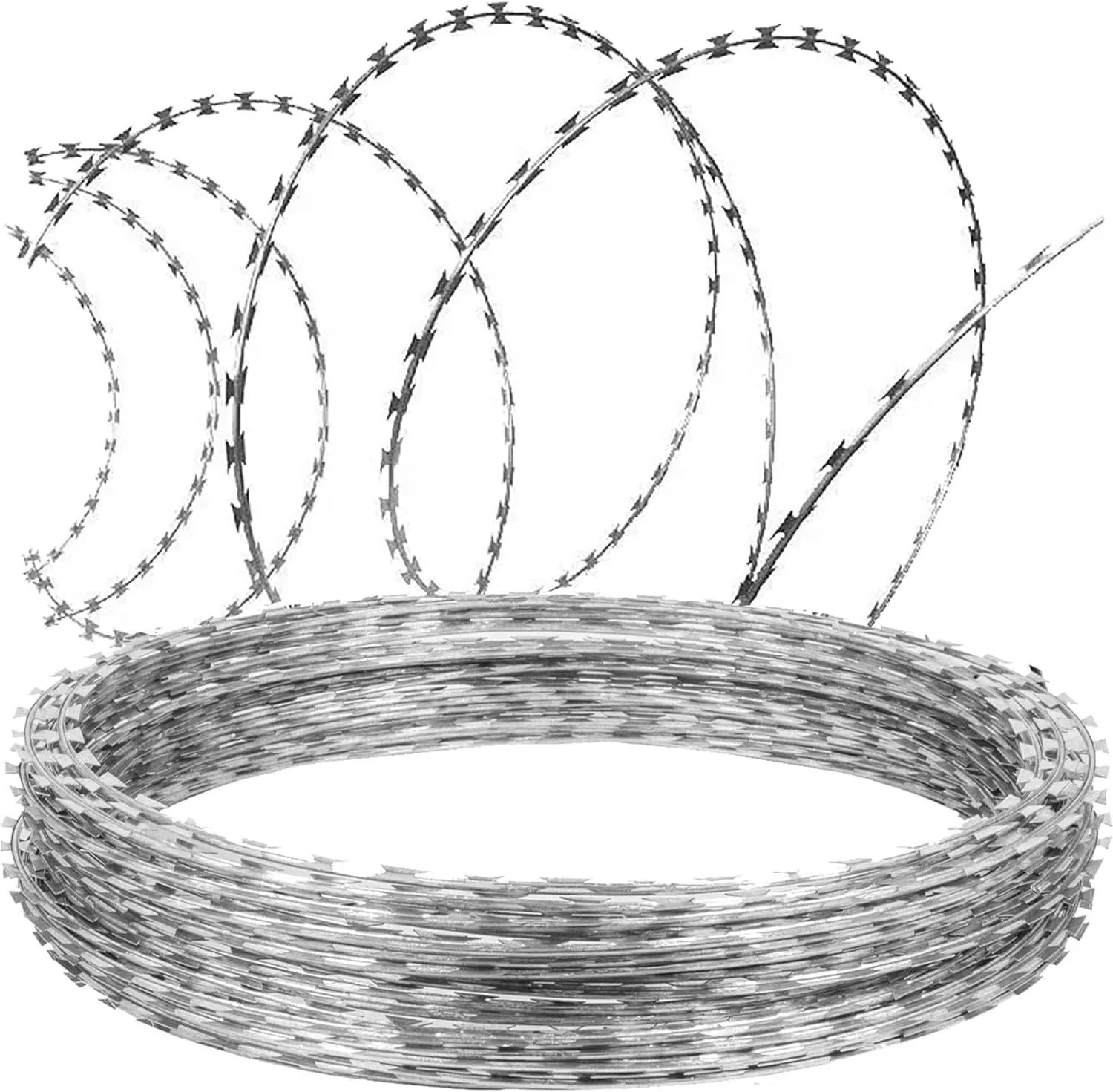 Razor Wire, Galvanized Barbed Wire, Barbed Clip Rope, Razor Wire Fence for Guardrail Home Garden Blade Wire Fence(329FT/100m)