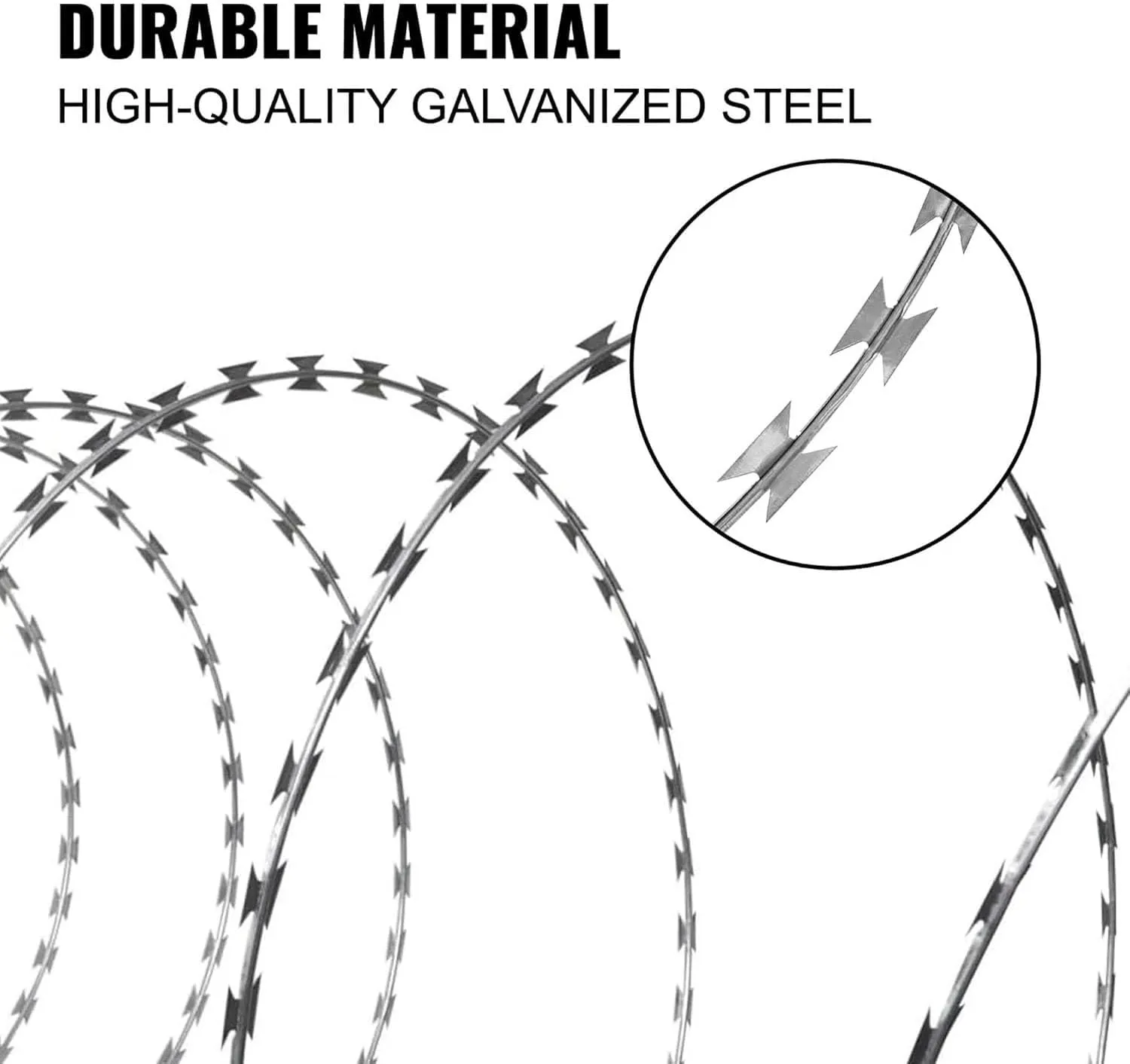 Razor Wire, Galvanized Barbed Wire, Barbed Clip Rope, Razor Wire Fence for Guardrail Home Garden Blade Wire Fence(329FT/100m)