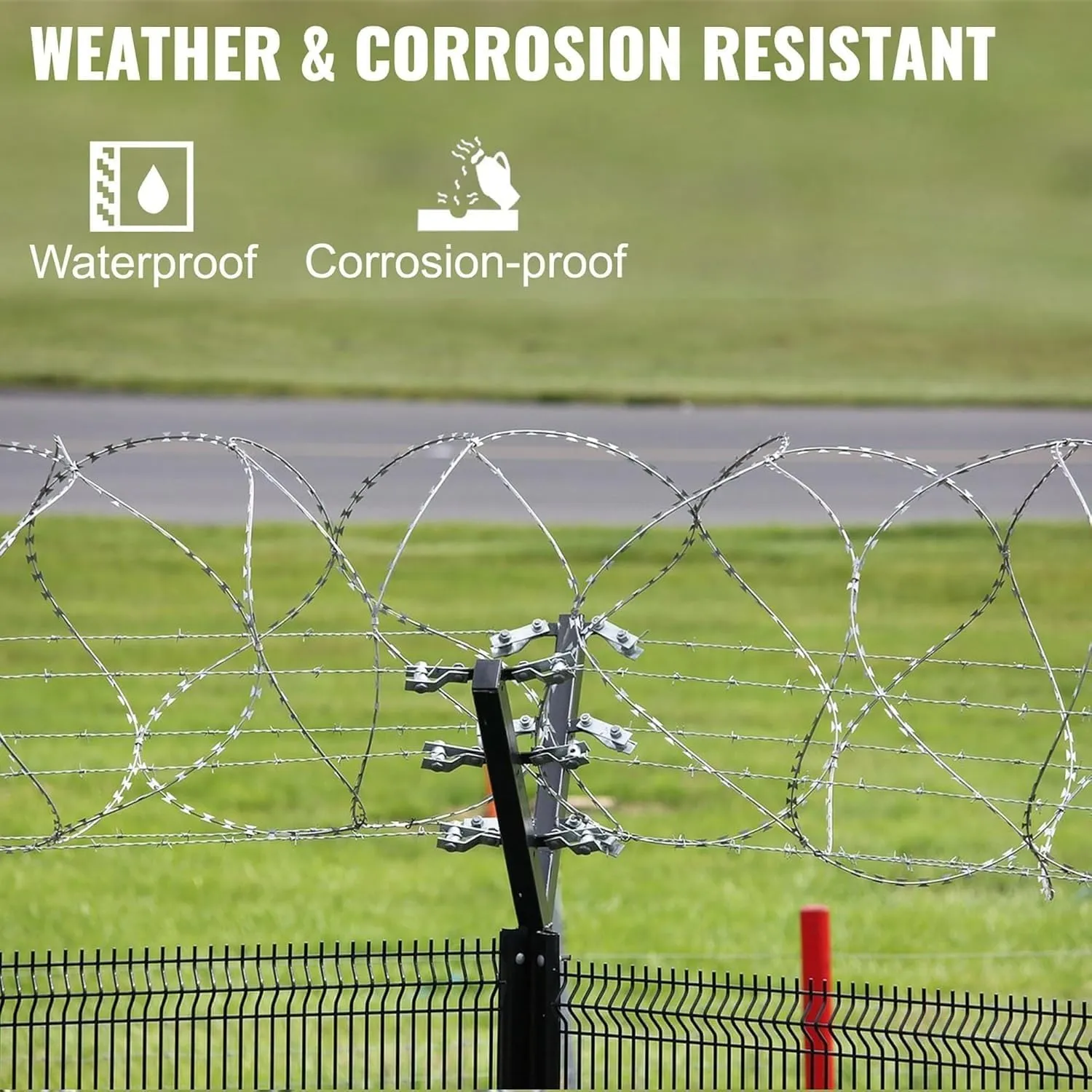Razor Wire, Galvanized Barbed Wire, Barbed Clip Rope, Razor Wire Fence for Guardrail Home Garden Blade Wire Fence(329FT/100m)