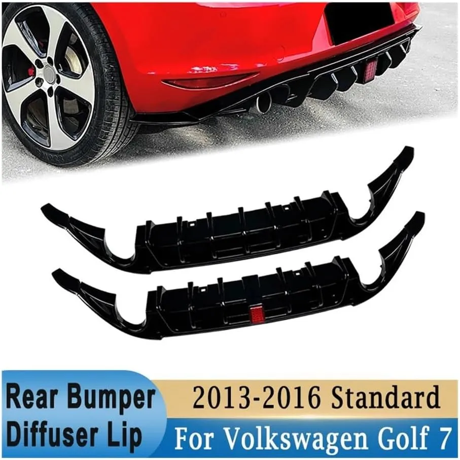 Rear Bumper Diffuser Lip with/no Brake/Parking Indicator Light Compatible for VW Golf 7 MK7 2013-2016 Base Version(A)