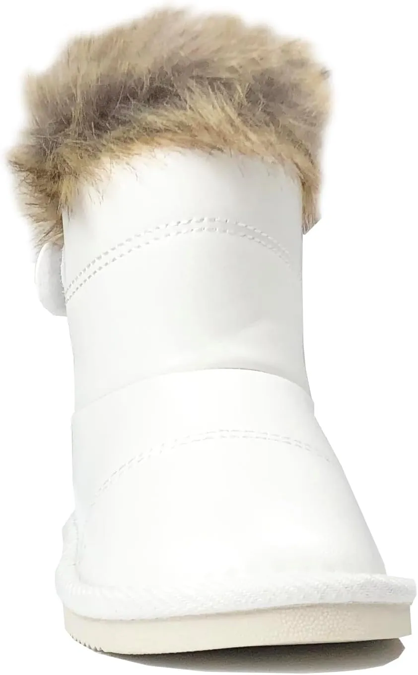 REDVOLUTION New Kids Classic Snow Boots Faux Leather Fashion Boots Outdoor Shoes(Toddler/Little Kid)