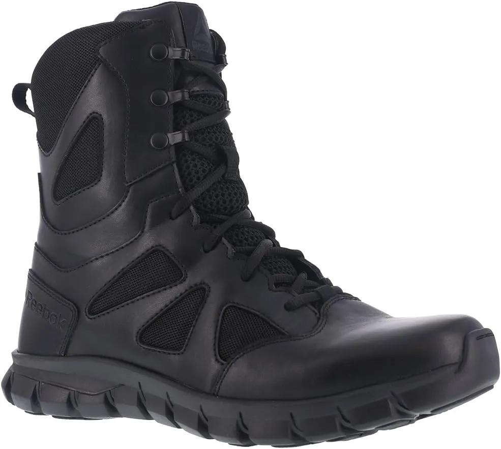 Reebok Men's Rb8805 Sublite Cushion Soft Toe 8" Tactical Boot with Side Zipper Black Military