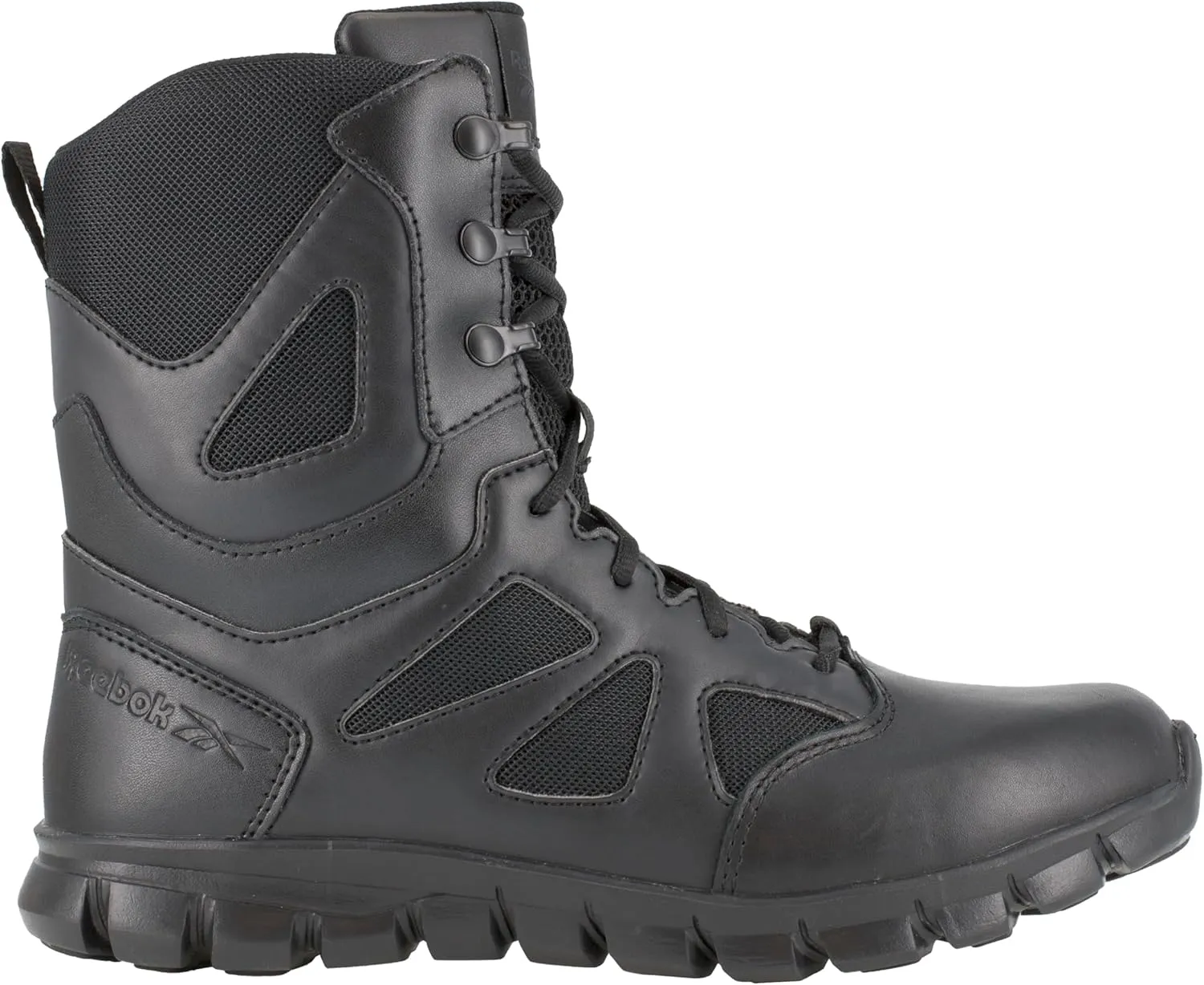Reebok Men's Rb8805 Sublite Cushion Soft Toe 8" Tactical Boot with Side Zipper Black Military