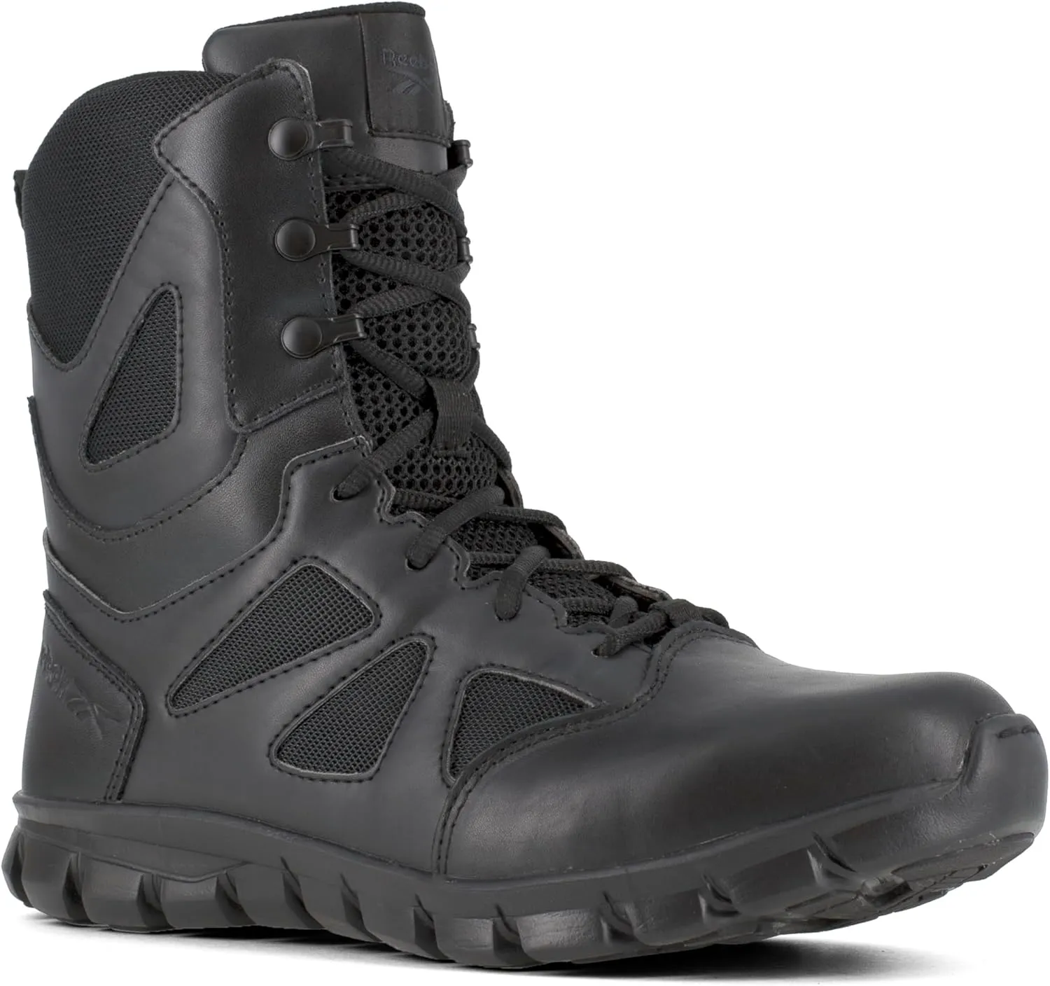 Reebok Men's Rb8805 Sublite Cushion Soft Toe 8" Tactical Boot with Side Zipper Black Military