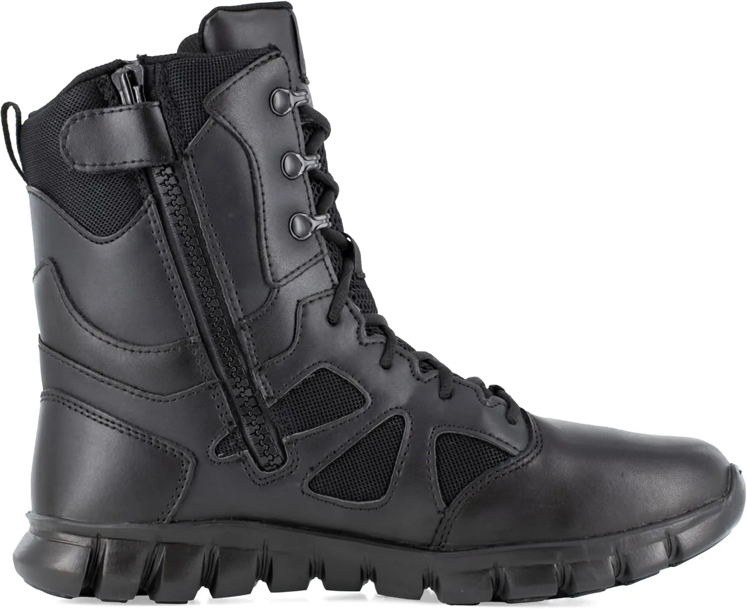 Reebok Men's Rb8805 Sublite Cushion Soft Toe 8" Tactical Boot with Side Zipper Black Military