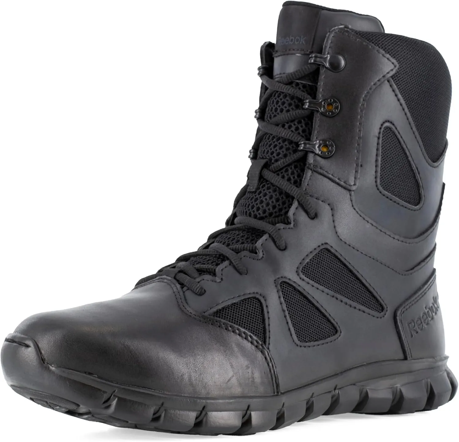 Reebok Men's Rb8805 Sublite Cushion Soft Toe 8" Tactical Boot with Side Zipper Black Military
