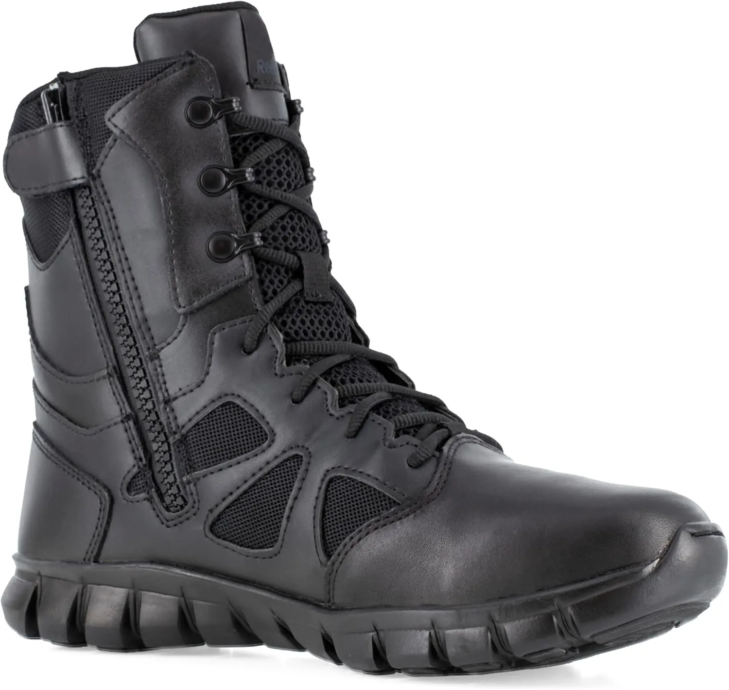 Reebok Men's Rb8805 Sublite Cushion Soft Toe 8" Tactical Boot with Side Zipper Black Military