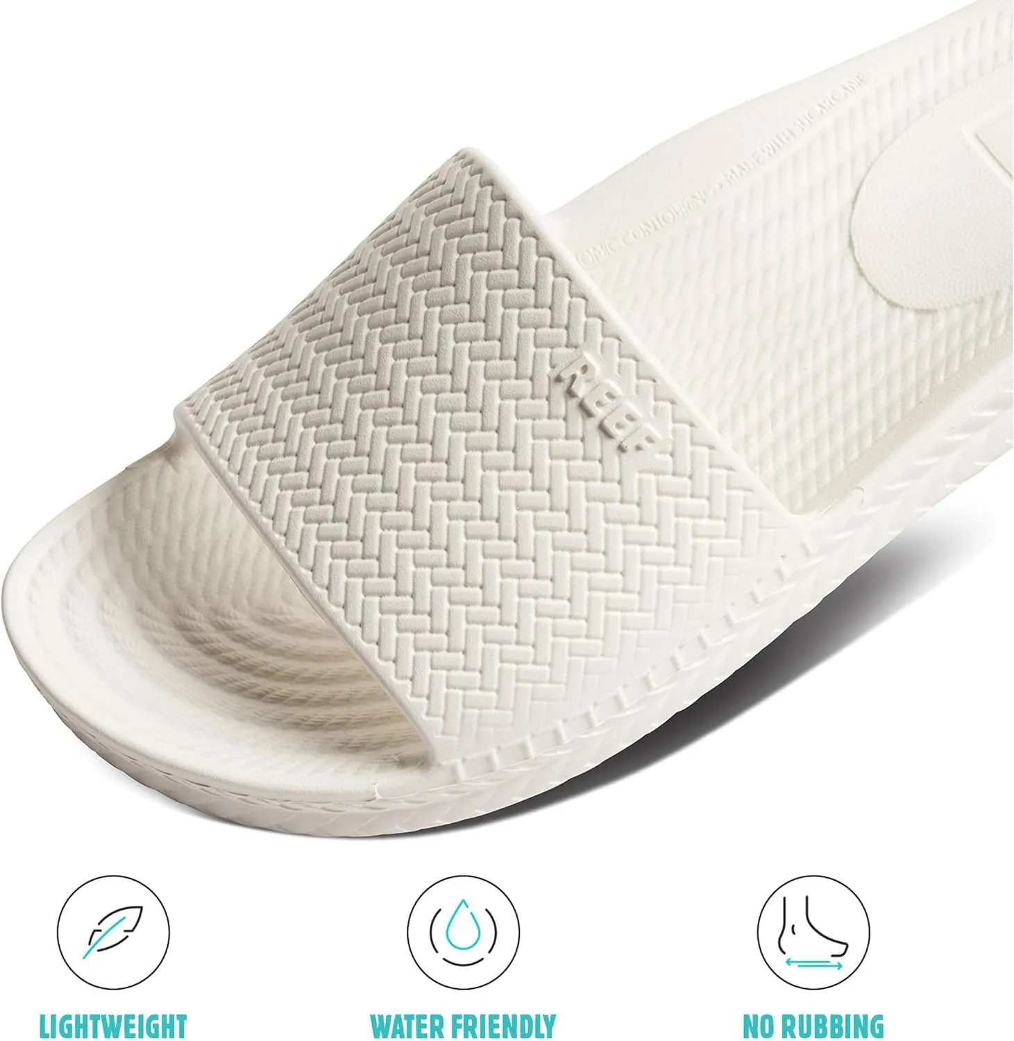 Reef Women's Water Scout Slide Sandal, White, 6