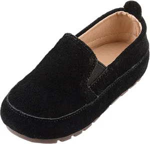 rismart Loafers Little Boy Toddler Suede Leather Casual Slip-on Shoes Flats