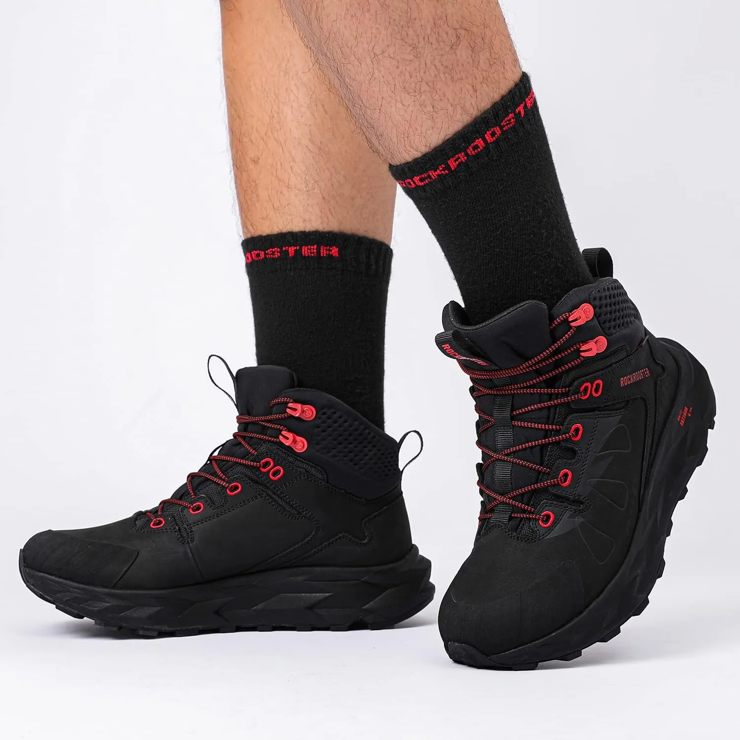 ROCKROOSTER Farmington 2 Waterproof Hiking Boots for Men, 6" Anti-Fatigue Outdoor Nubuck Leather Shoes