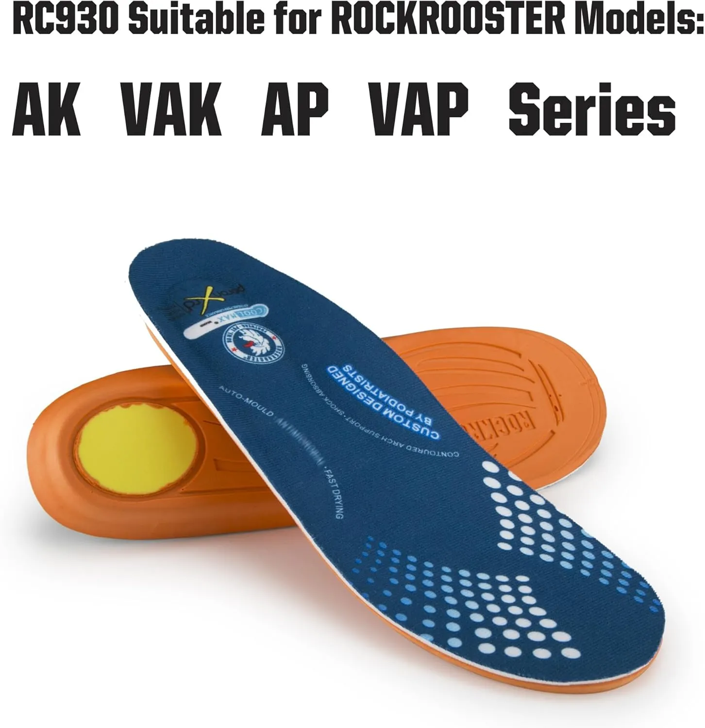 ROCKROOSTER Memory Foam Anti-Fatigue Insoles for Work Boots, Heavy Duty Support Inserts for Men & Women, Arch Support, Fits and Distributes Foot Pressure, Slow Rebound, Standing All Day (RC930-M)