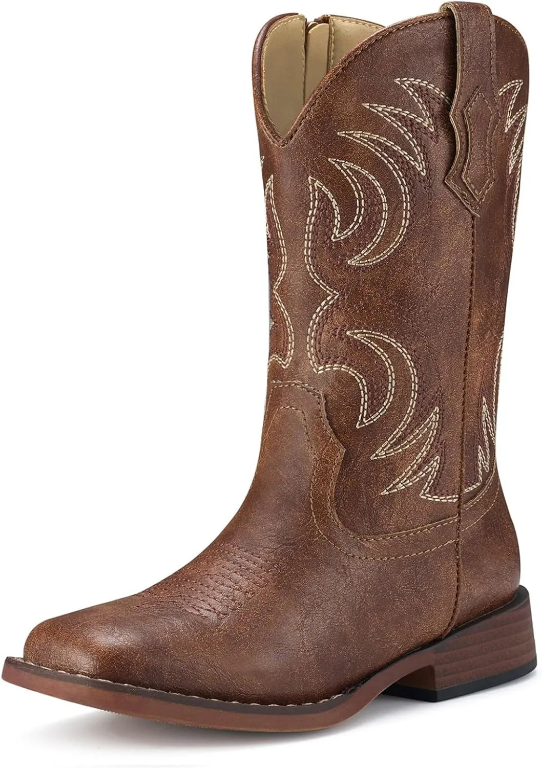 Rollda Kids Cowboy Boots Girls Cowgirl Boots Square Toe Boys Western Boots for Toddler/Little Kid/Big Kid