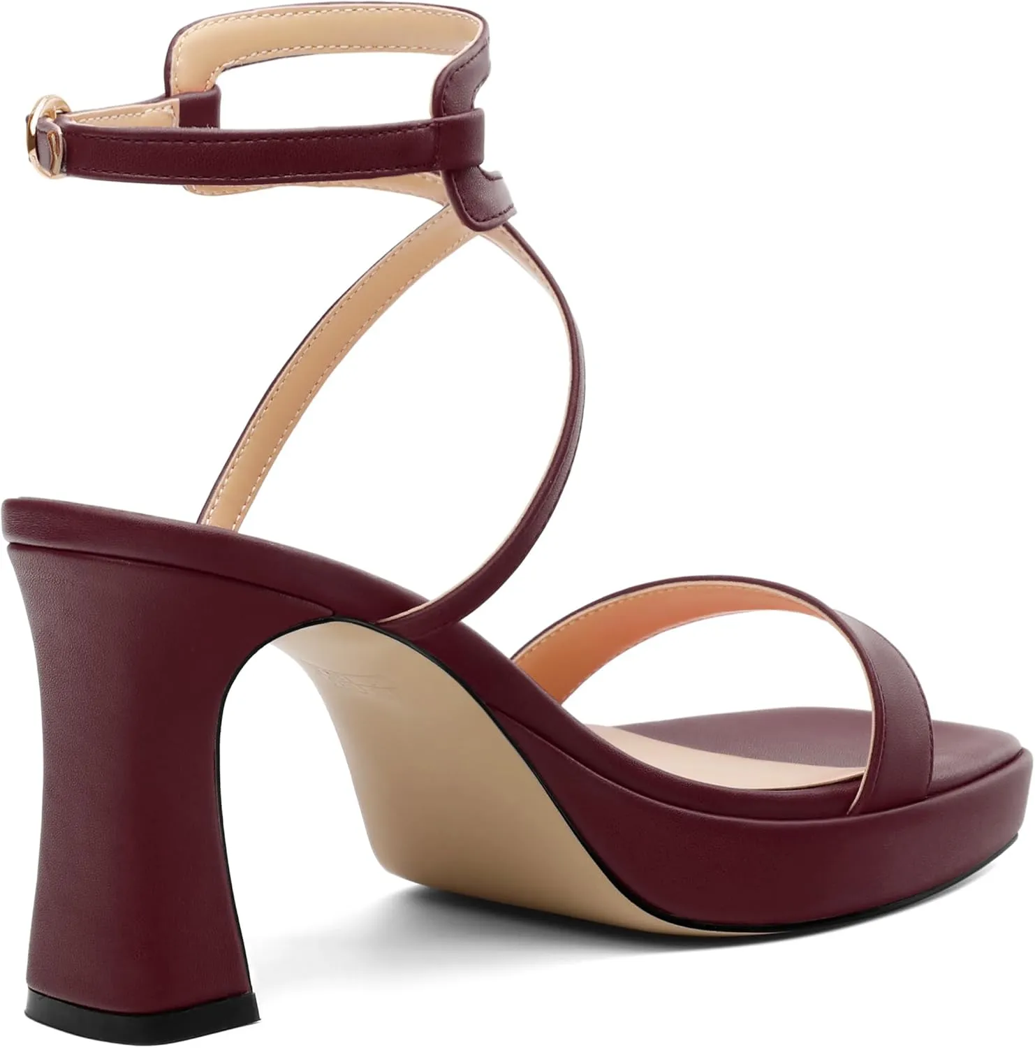 ROSERWISH Platform Heels for Women Strappy High Heel Sandals Square Open Toe Chunky Heels Ankle Strap Womens Wedding Party Dress Shoes