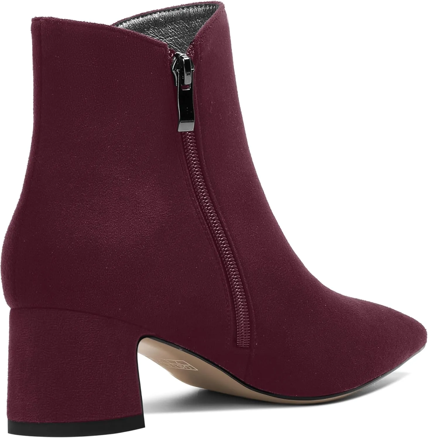 ROSERWISH Womens Zip Suede Outdoor Pointed Toe Fashion Casual Chunky Low Heel Ankle High Boots 2 Inch