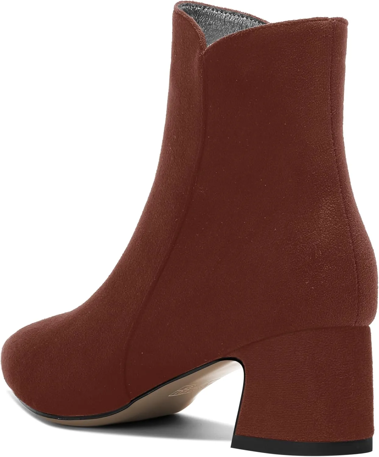 ROSERWISH Womens Zip Suede Outdoor Pointed Toe Fashion Casual Chunky Low Heel Ankle High Boots 2 Inch