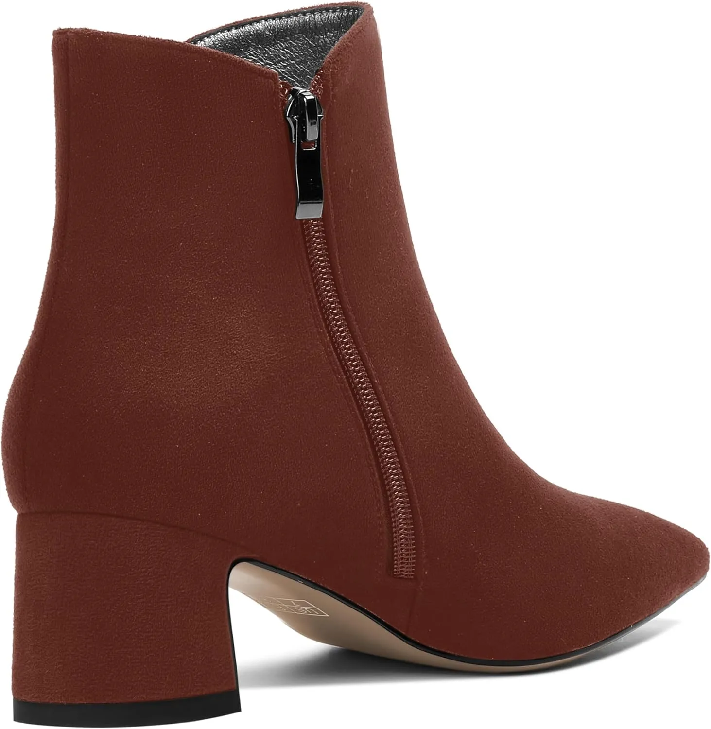 ROSERWISH Womens Zip Suede Outdoor Pointed Toe Fashion Casual Chunky Low Heel Ankle High Boots 2 Inch